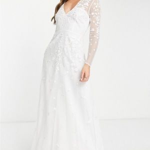 ASOS EDITION Holly embroidered V-neck wedding dress